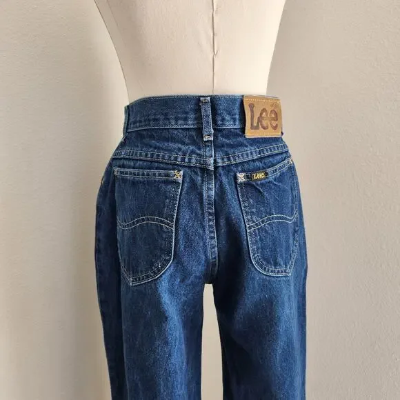 Vintage 90s Lee High Waist Straight Leg Jeans Dark Wash Denim USA Made 2 - Picture 8 of 14